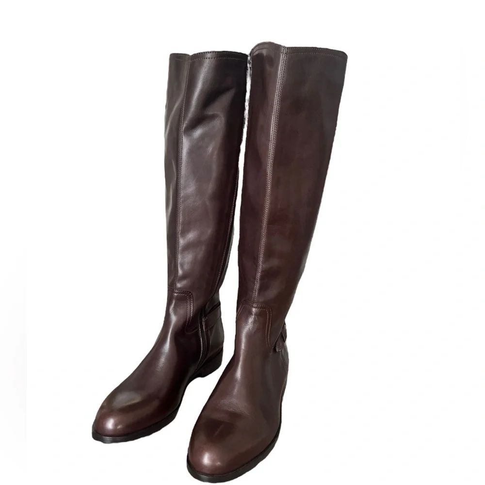 NWOB Garnet Hill Italian brown leather boots size 10.#27499